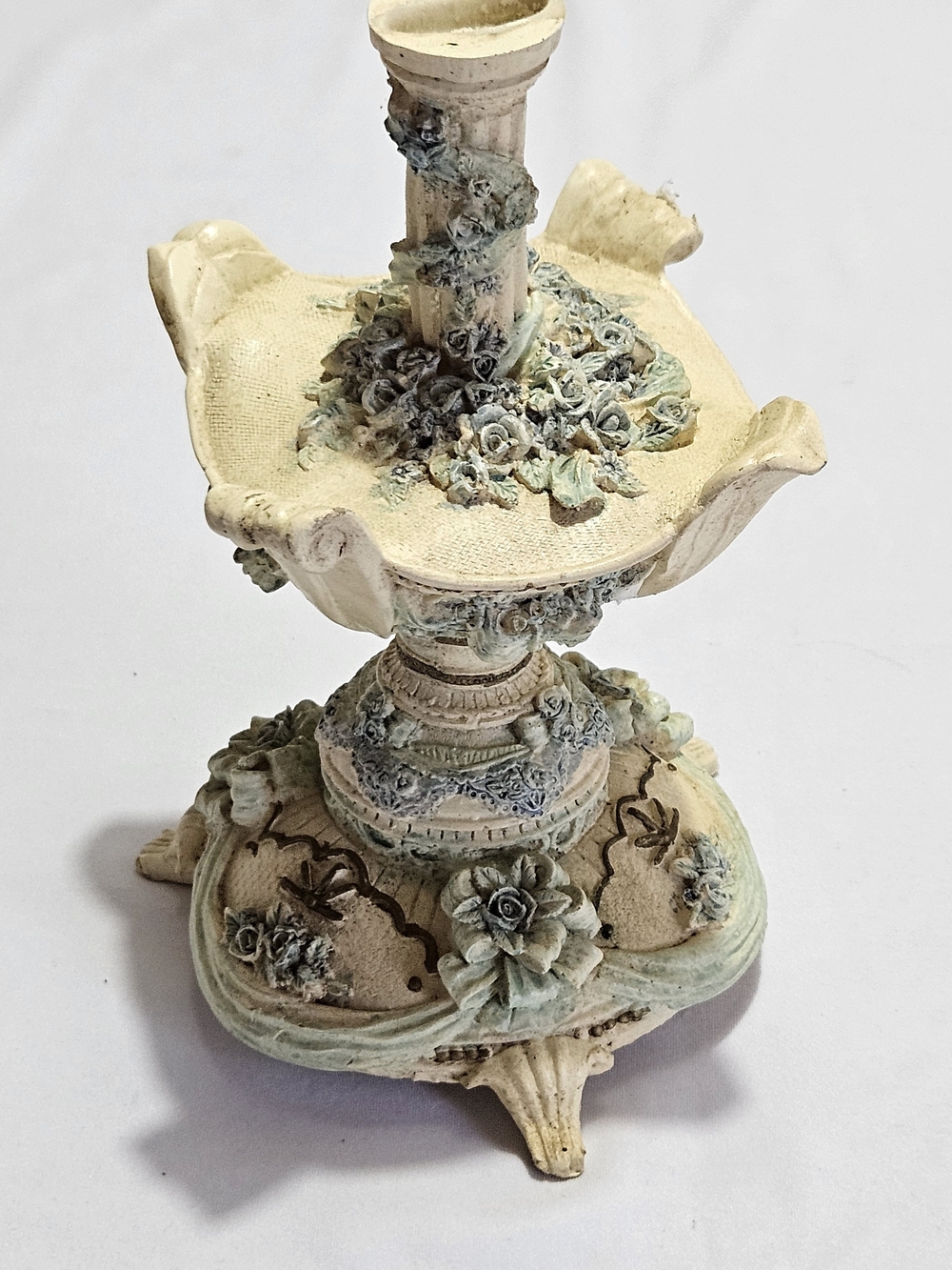 Vintage  Ornate Candle Holder • Floral Cottagecore Decor